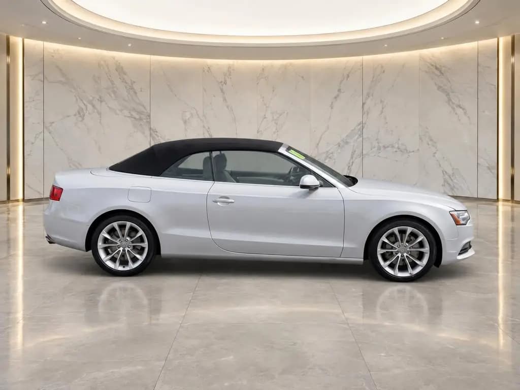 Audi A5 Cabriolet side view, after CarShots Marble Showroom background